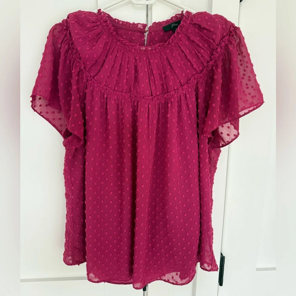 J. Crew Dotted Raspberry Blouse - Picture 1 of 10